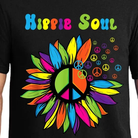 Hippie Soul Funny Peace Sign Daisy Flower Hippies Art Lovers Pajama Set