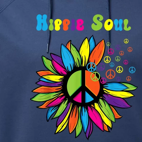 Hippie Soul Funny Peace Sign Daisy Flower Hippies Art Lovers Performance Fleece Hoodie