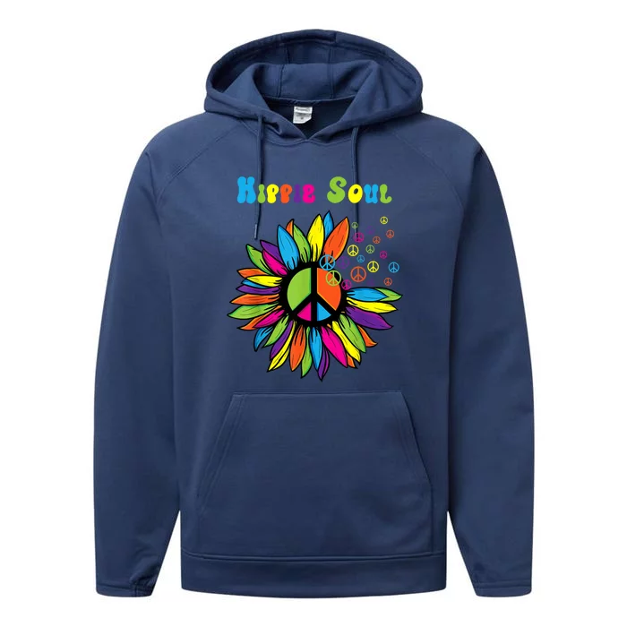 Hippie Soul Funny Peace Sign Daisy Flower Hippies Art Lovers Performance Fleece Hoodie