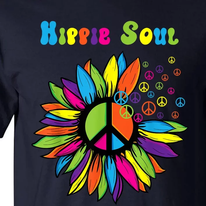 Hippie Soul Funny Peace Sign Daisy Flower Hippies Art Lovers Tall T-Shirt