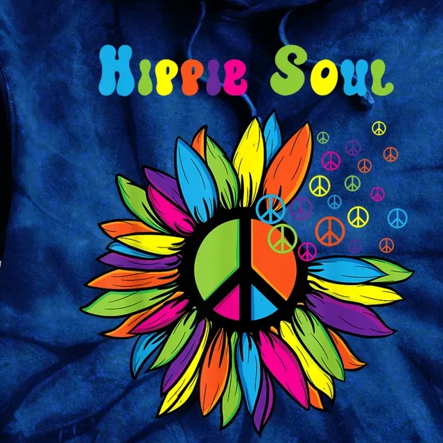 Hippie Soul Funny Peace Sign Daisy Flower Hippies Art Lovers Tie Dye Hoodie