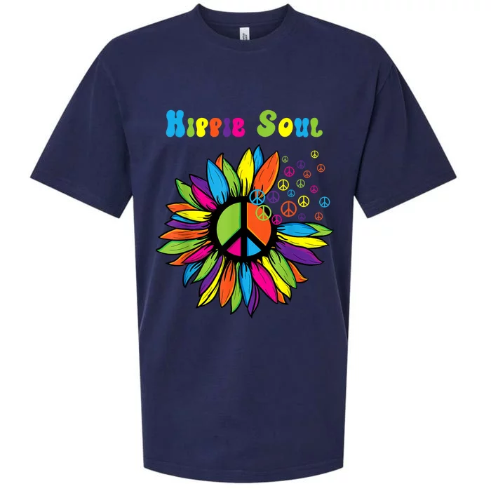 Hippie Soul Funny Peace Sign Daisy Flower Hippies Art Lovers Sueded Cloud Jersey T-Shirt