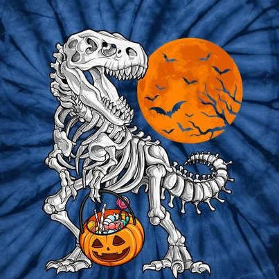 Halloween Shirts For Boys Kids Dinosaur Skeleton T Rex Scary Tie-Dye T-Shirt