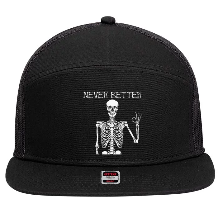 Halloween Shirts For Women Never Better Skeleton Funny Skull 7 Panel Mesh Trucker Snapback Hat