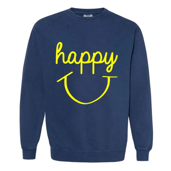 Happy Smiley Face Shirt Garment-Dyed Sweatshirt