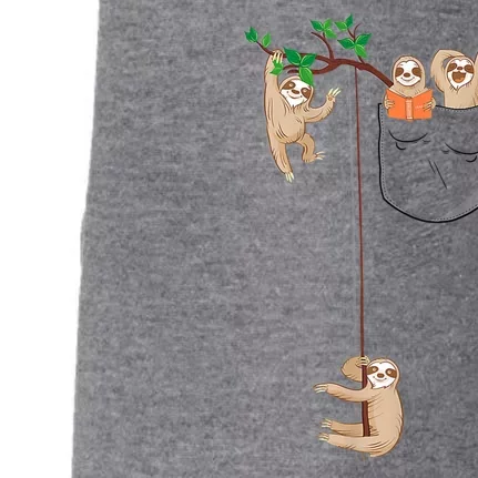 Happy Sloth Family Habitat In Pocket Doggie 3-End Fleece Hoodie