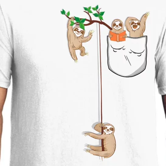 Happy Sloth Family Habitat In Pocket Pajama Set