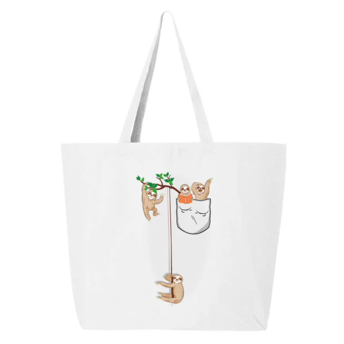 Happy Sloth Family Habitat In Pocket 25L Jumbo Tote