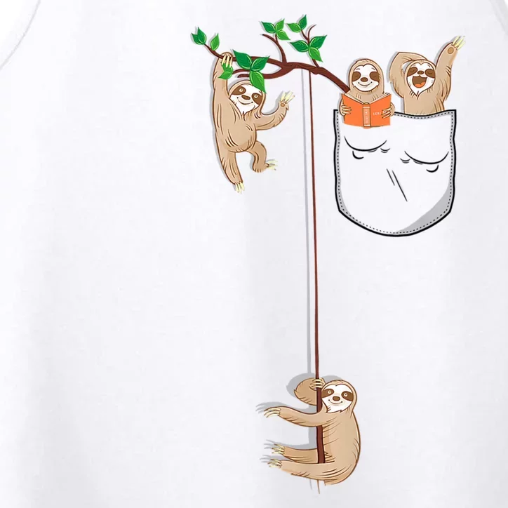 Happy Sloth Family Habitat In Pocket Performance Tank