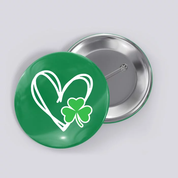 Heart Shamrock Girl St Patricks Day Baby Boy Button