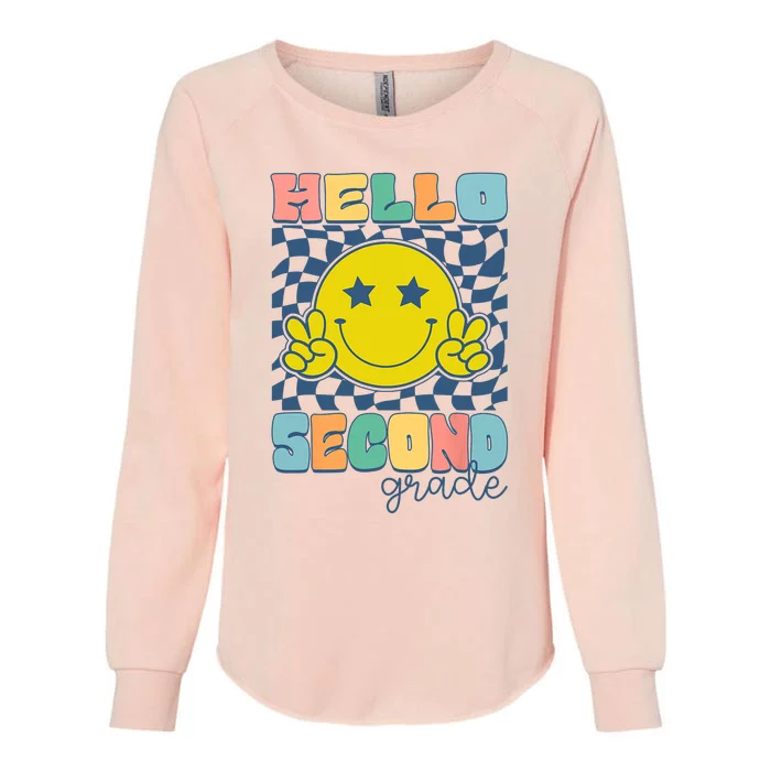 Hello Second Grade Retro Smile Team 2nd Grade Back To School Womens California Wash Sweatshirt