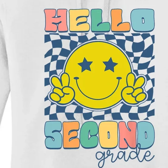 Hello Second Grade Retro Smile Team 2nd Grade Back To School Women's Pullover Hoodie