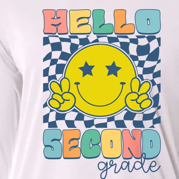 Hello Second Grade Retro Smile Team 2nd Grade Back To School Cooling Performance Long Sleeve Crew