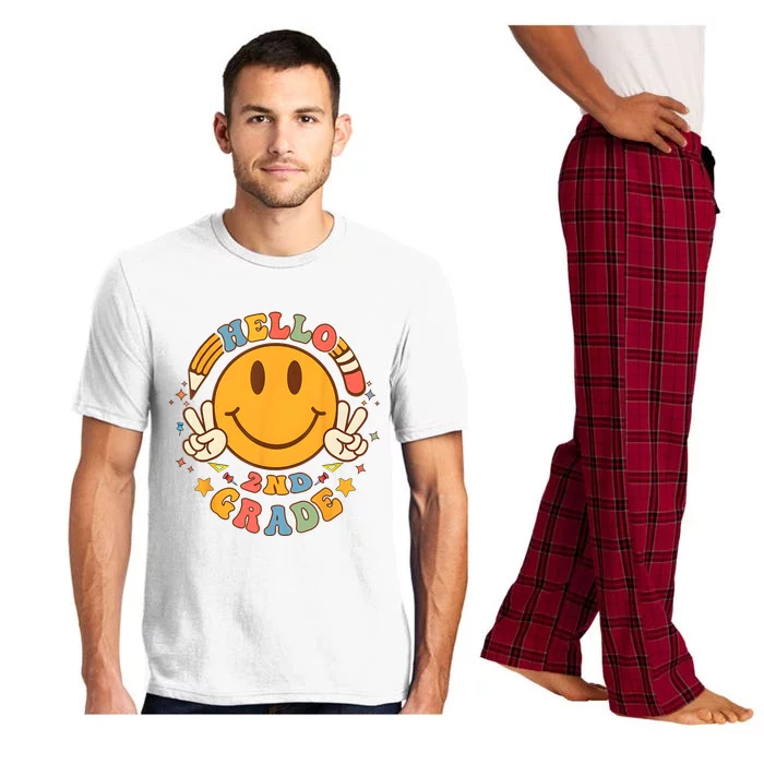 Hello Second Grade Retro Smile Face 2nd Grade Boy Girl Pajama Set