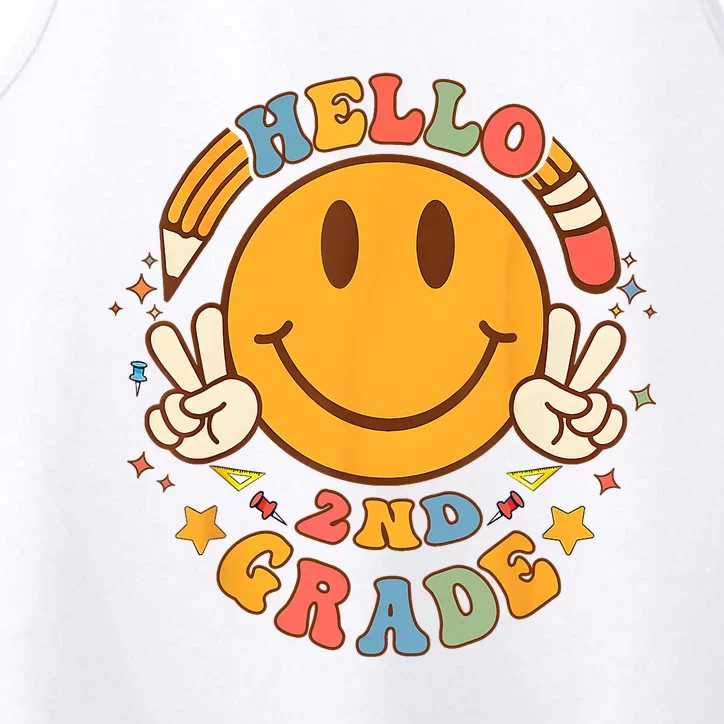 Hello Second Grade Retro Smile Face 2nd Grade Boy Girl Performance Tank