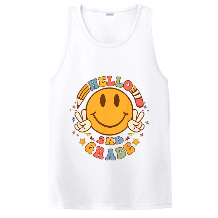 Hello Second Grade Retro Smile Face 2nd Grade Boy Girl Performance Tank