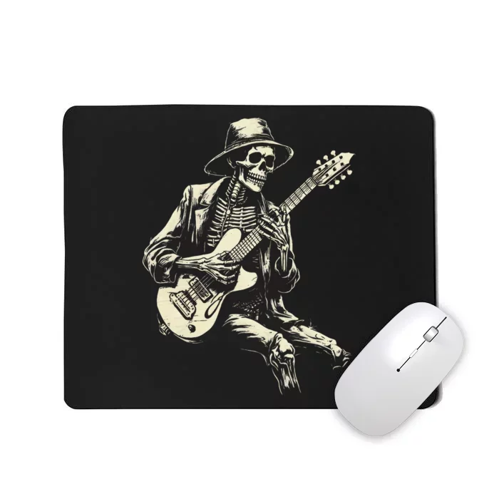 Happy Skeleton Guitar Guy Spooky Halloween Rock Band Concert Mousepad