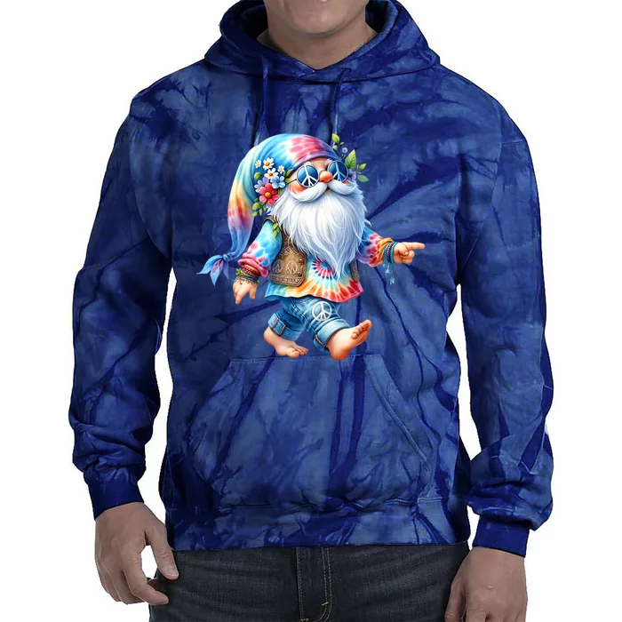 Hippie Santa Graphic For Christmas In July Tie Dye Hoodie