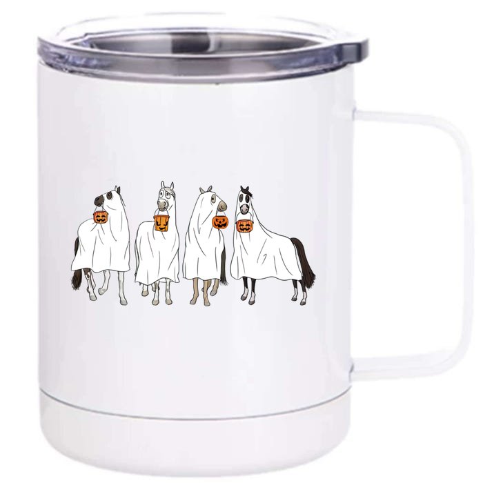 Horse Sheet Ghost Horse Costume Cowboy Western Halloween Front & Back 12oz Stainless Steel Tumbler Cup