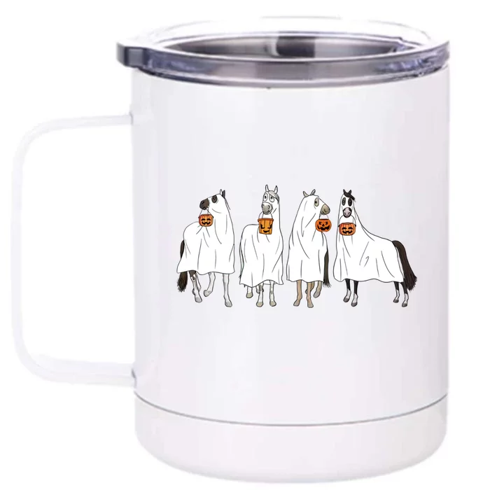 Horse Sheet Ghost Horse Costume Cowboy Western Halloween Front & Back 12oz Stainless Steel Tumbler Cup