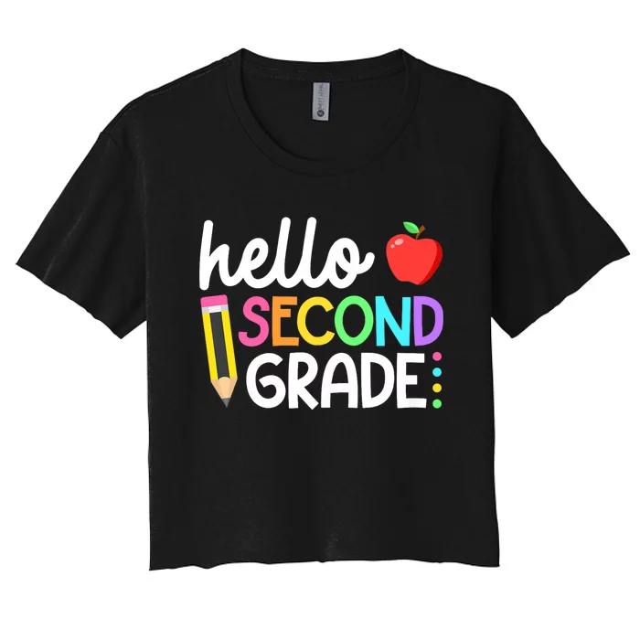 Hello Second Grade Team 2nd Grade Back To School Teacher Women's Crop Top Tee