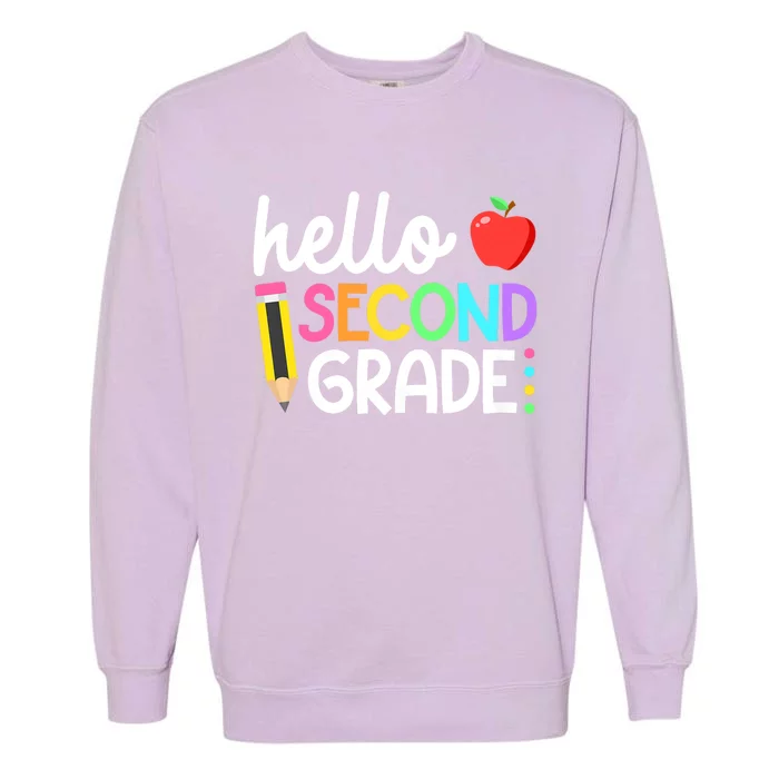 Hello Second Grade Team 2nd Grade Back To School Teacher Garment-Dyed Sweatshirt