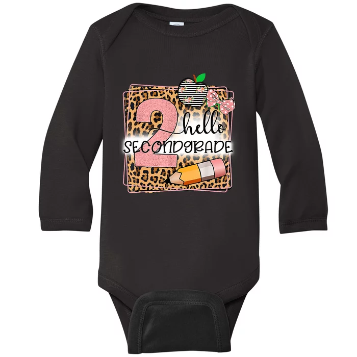 Hello Second Grade 2nd Grade Back To School Teacher Kids Girl Baby Long Sleeve Bodysuit