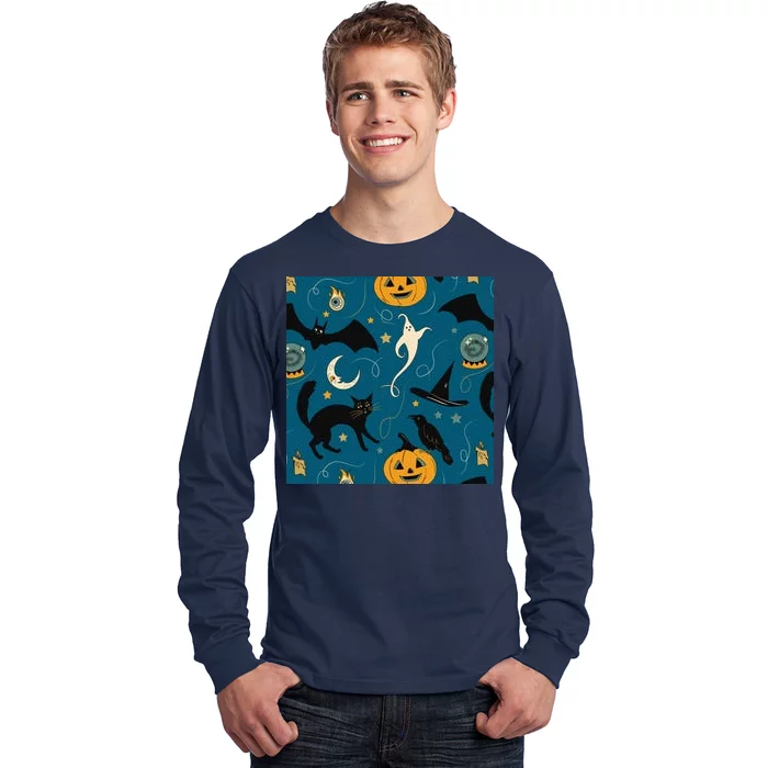 Halloween Spooky Ghost Pattern Long Sleeve Shirt