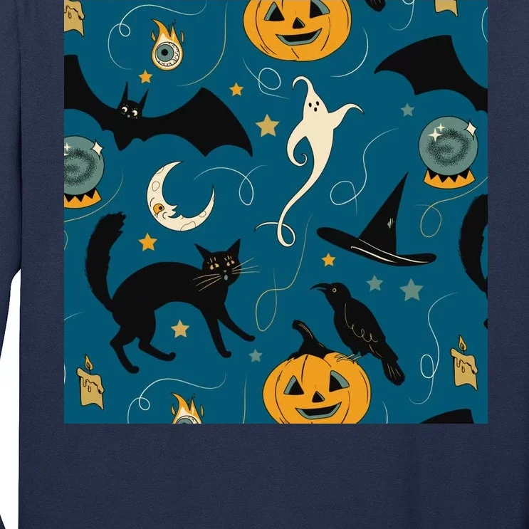 Halloween Spooky Ghost Pattern Long Sleeve Shirt