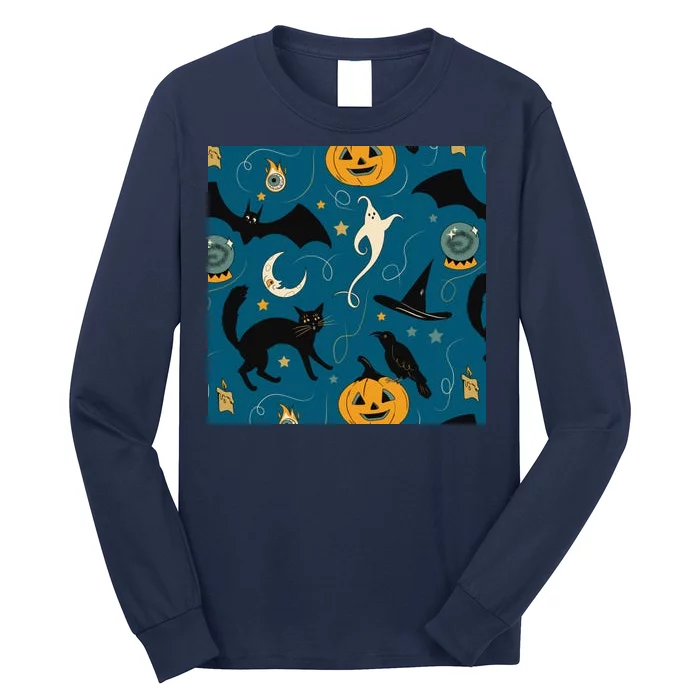 Halloween Spooky Ghost Pattern Long Sleeve Shirt