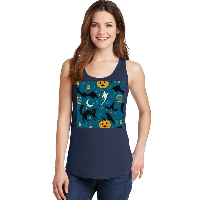 Halloween Spooky Ghost Pattern Ladies Essential Tank