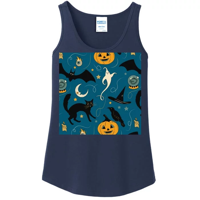 Halloween Spooky Ghost Pattern Ladies Essential Tank