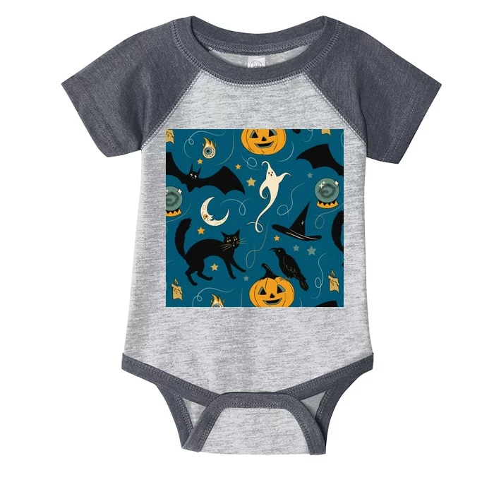 Halloween Spooky Ghost Pattern Infant Baby Jersey Bodysuit