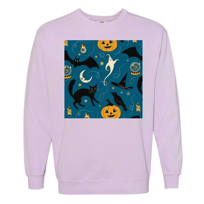 Halloween Spooky Ghost Pattern Garment-Dyed Sweatshirt