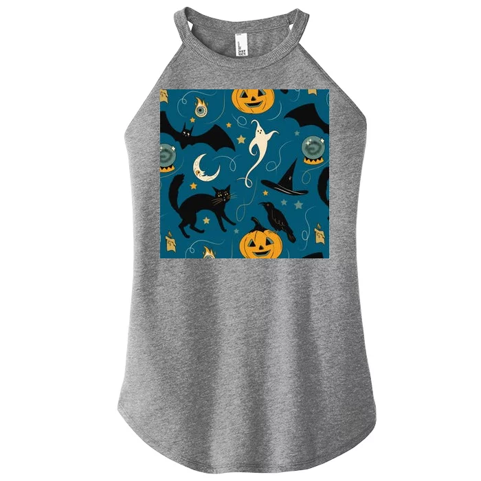 Halloween Spooky Ghost Pattern Women’s Perfect Tri Rocker Tank