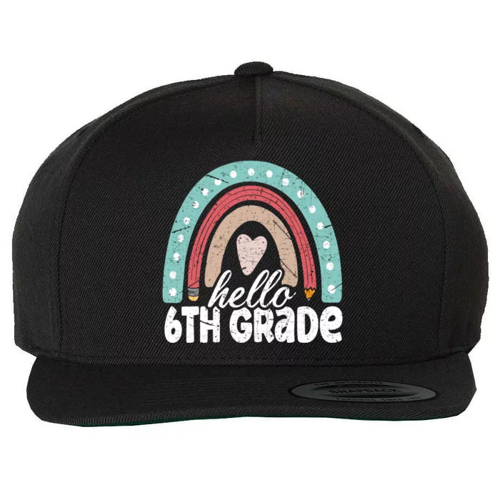 Hello Sixth Grade Back To School 6Th Grade Teacher Rainbow Cute Gift Wool Snapback Cap