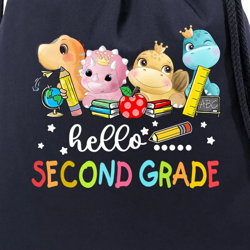 Hello Second Grade Crew Dinosaur First Day Teacher Gift Drawstring Bag