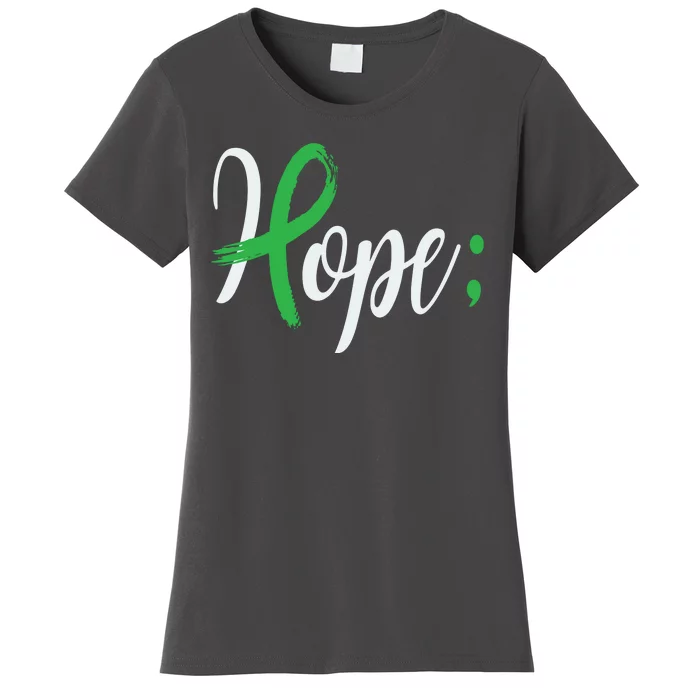 Hope Semicolon Green Ribbon Mental Health Awareness Women's T-Shirt