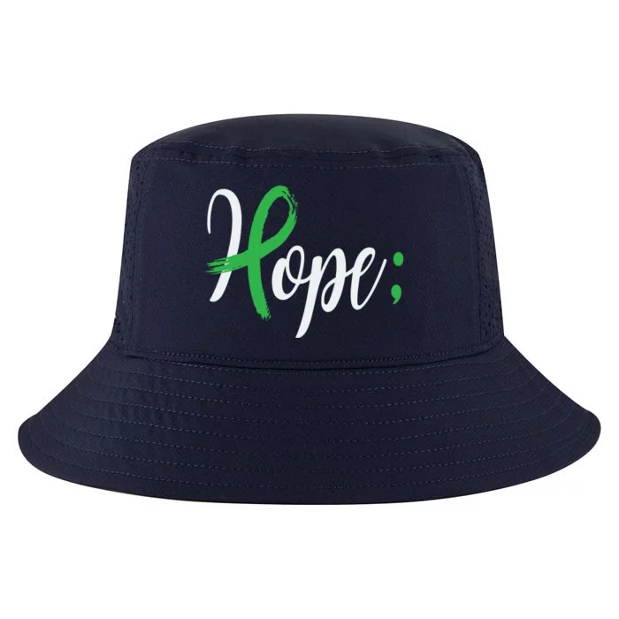 Hope Semicolon Green Ribbon Mental Health Awareness Cool Comfort Performance Bucket Hat