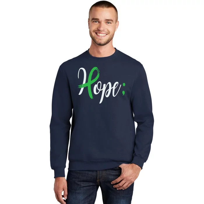 Hope Semicolon Green Ribbon Mental Health Awareness Sweatshirt