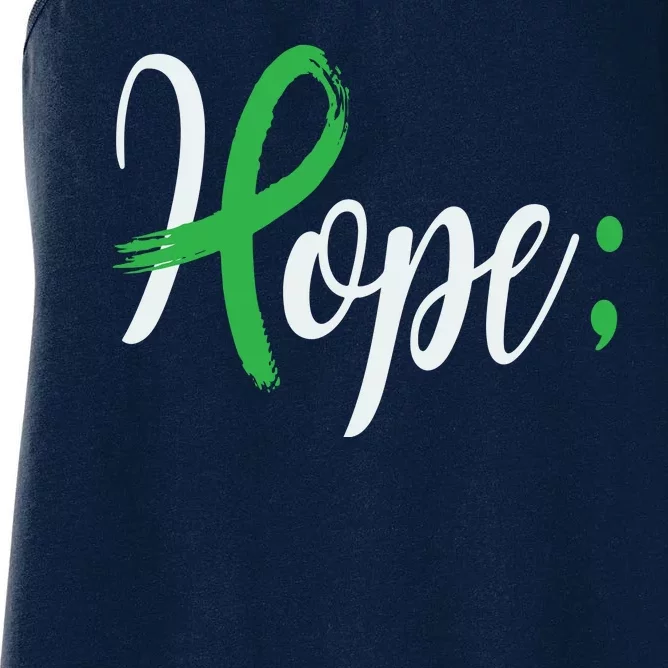 Hope Semicolon Green Ribbon Mental Health Awareness Women's Racerback Tank