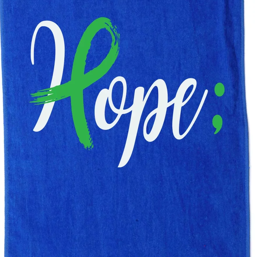 Hope Semicolon Green Ribbon Mental Health Awareness Platinum Collection Golf Towel