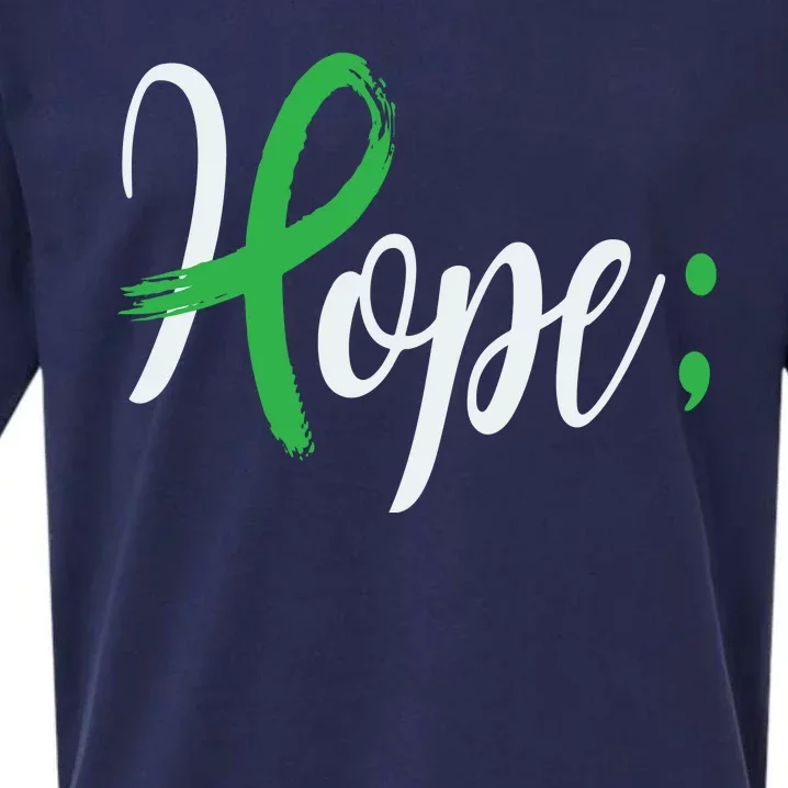 Hope Semicolon Green Ribbon Mental Health Awareness Sueded Cloud Jersey T-Shirt