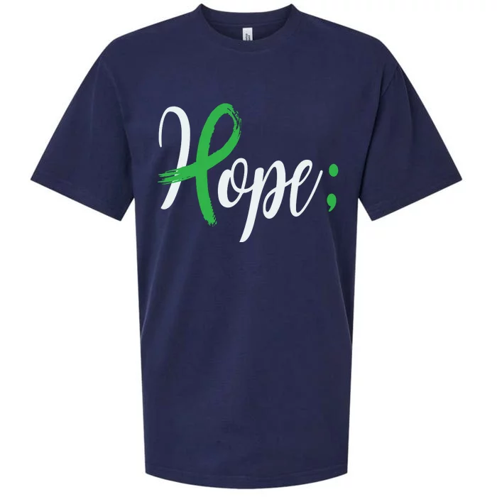 Hope Semicolon Green Ribbon Mental Health Awareness Sueded Cloud Jersey T-Shirt