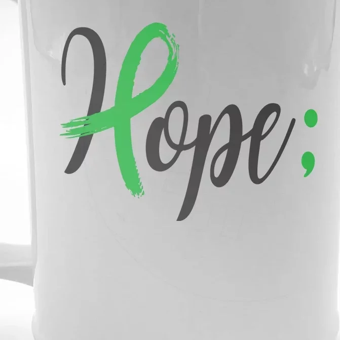 Hope Semicolon Green Ribbon Mental Health Awareness Front & Back Beer Stein