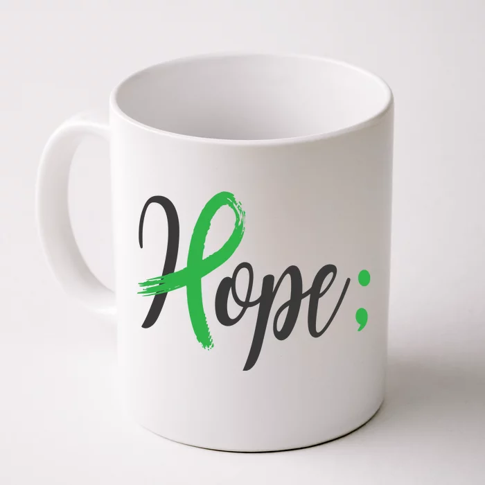 Hope Semicolon Green Ribbon Mental Health Awareness Front & Back Coffee Mug