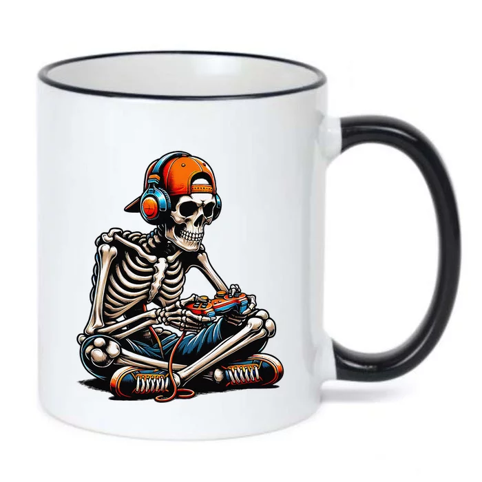 Halloween Skeleton Gamer Video Gaming Black Color Changing Mug