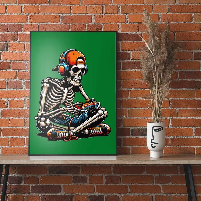 Halloween Skeleton Gamer Video Gaming Poster