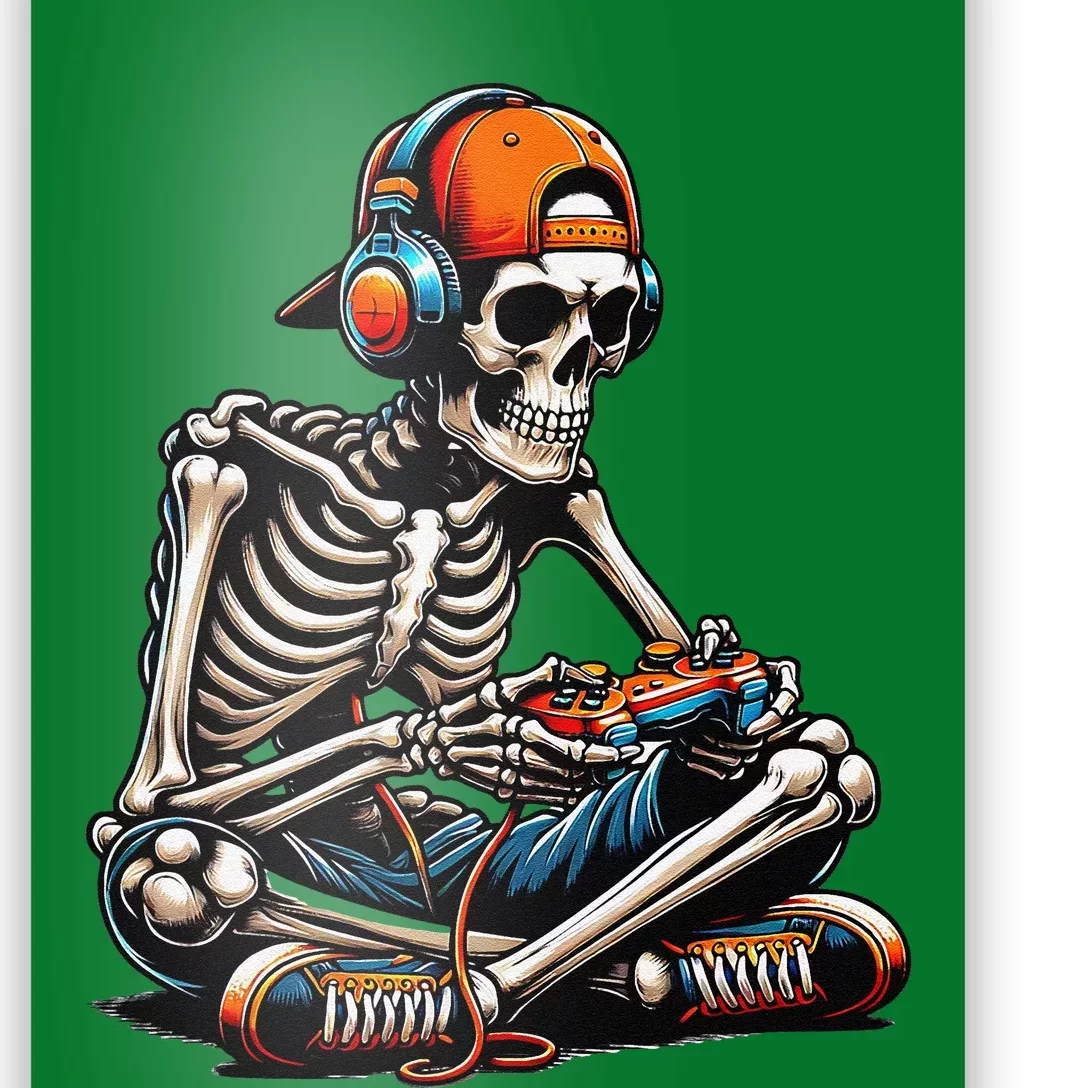 Halloween Skeleton Gamer Video Gaming Poster