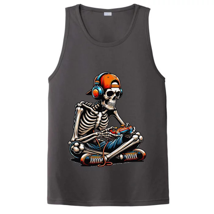 Halloween Skeleton Gamer Video Gaming Performance Tank